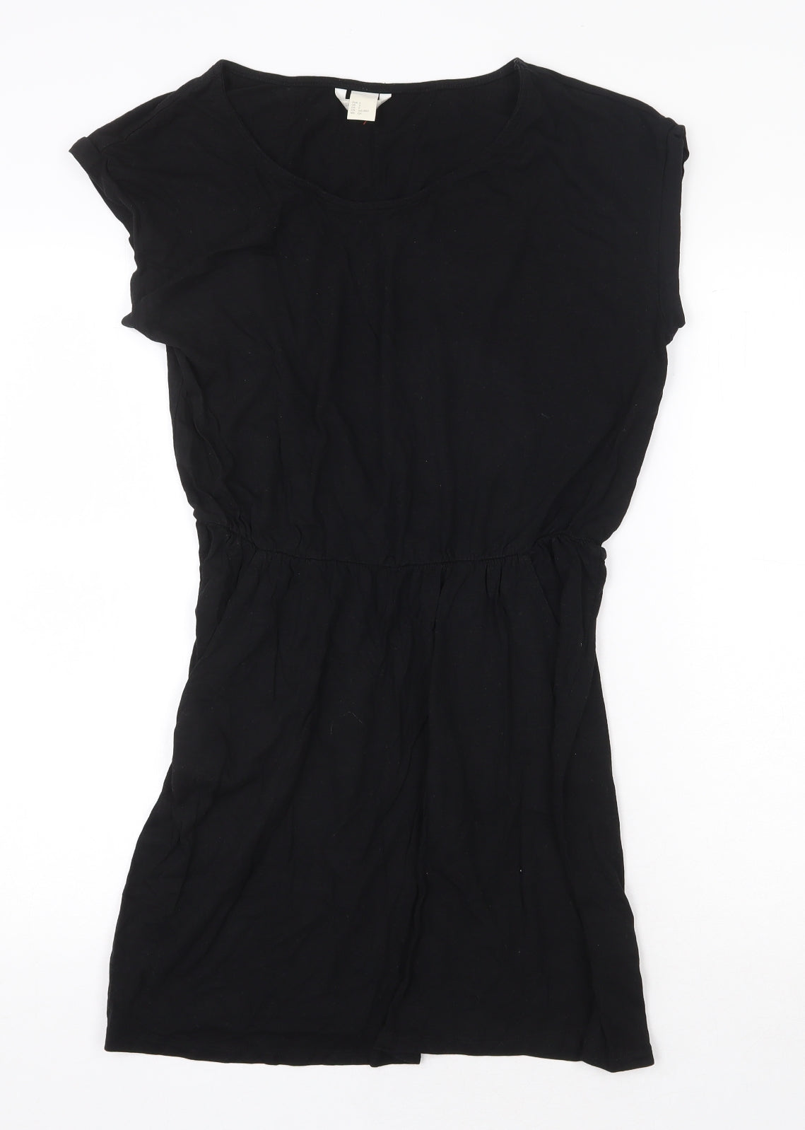 H&M Womens Black Cotton T-Shirt Dress Size S Round Neck Pullover
