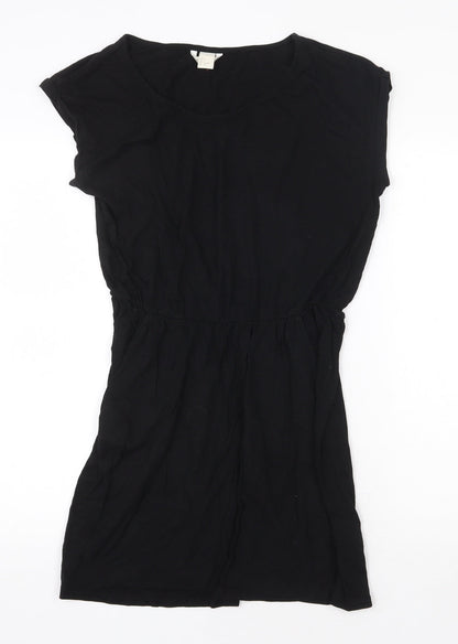 H&M Womens Black Cotton T-Shirt Dress Size S Round Neck Pullover