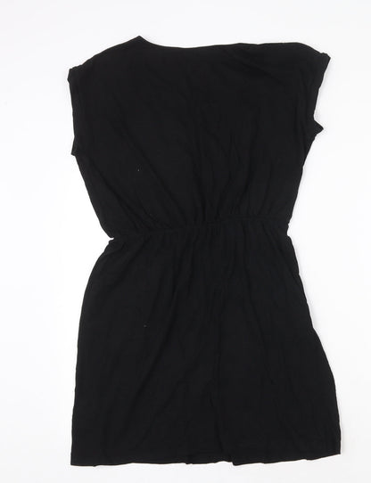 H&M Womens Black Cotton T-Shirt Dress Size S Round Neck Pullover
