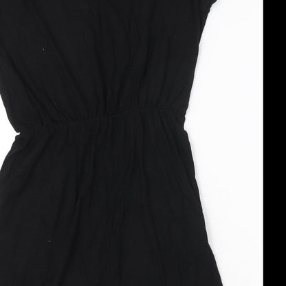 H&M Womens Black Cotton T-Shirt Dress Size S Round Neck Pullover