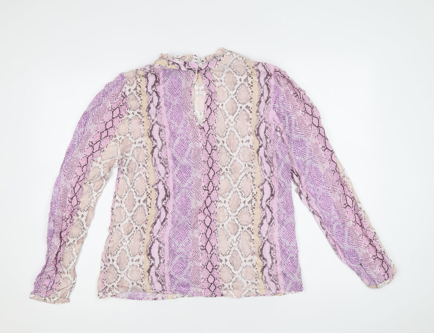 TU Womens Pink Animal Print Viscose Basic T-Shirt Size 10 Round Neck - Snake Print