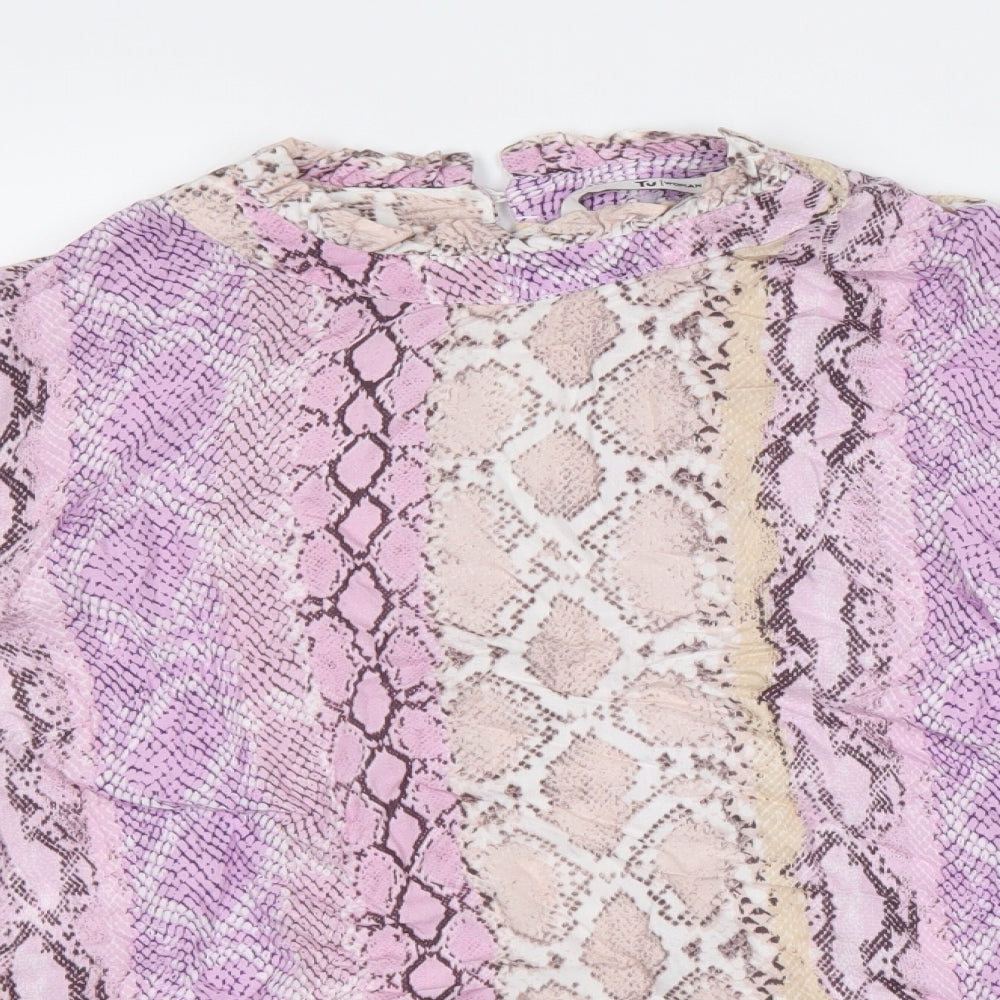 TU Womens Pink Animal Print Viscose Basic T-Shirt Size 10 Round Neck - Snake Print