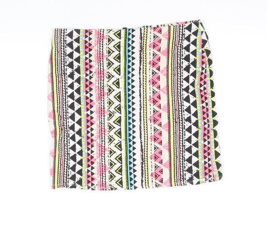 New Look Womens Multicoloured Geometric Cotton Bandage Skirt Size 14