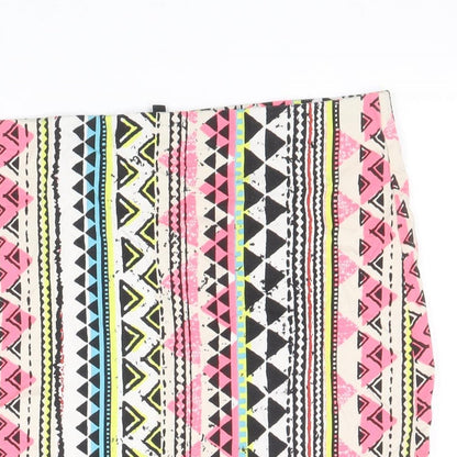 New Look Womens Multicoloured Geometric Cotton Bandage Skirt Size 14