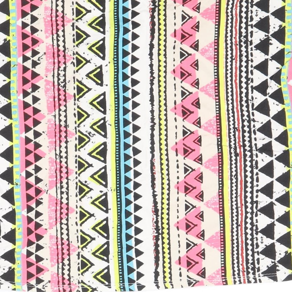 New Look Womens Multicoloured Geometric Cotton Bandage Skirt Size 14