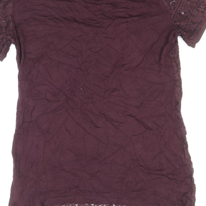 Womens UK Size 10 Dorothy Perkins Purple Basic T-Shirt