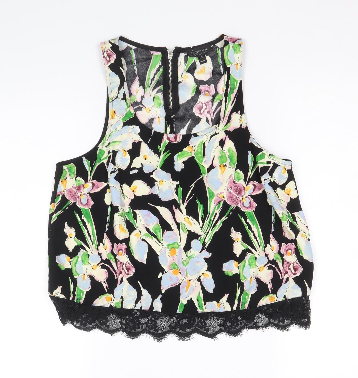 Womens UK Size 10 Topshop Black Basic Tank