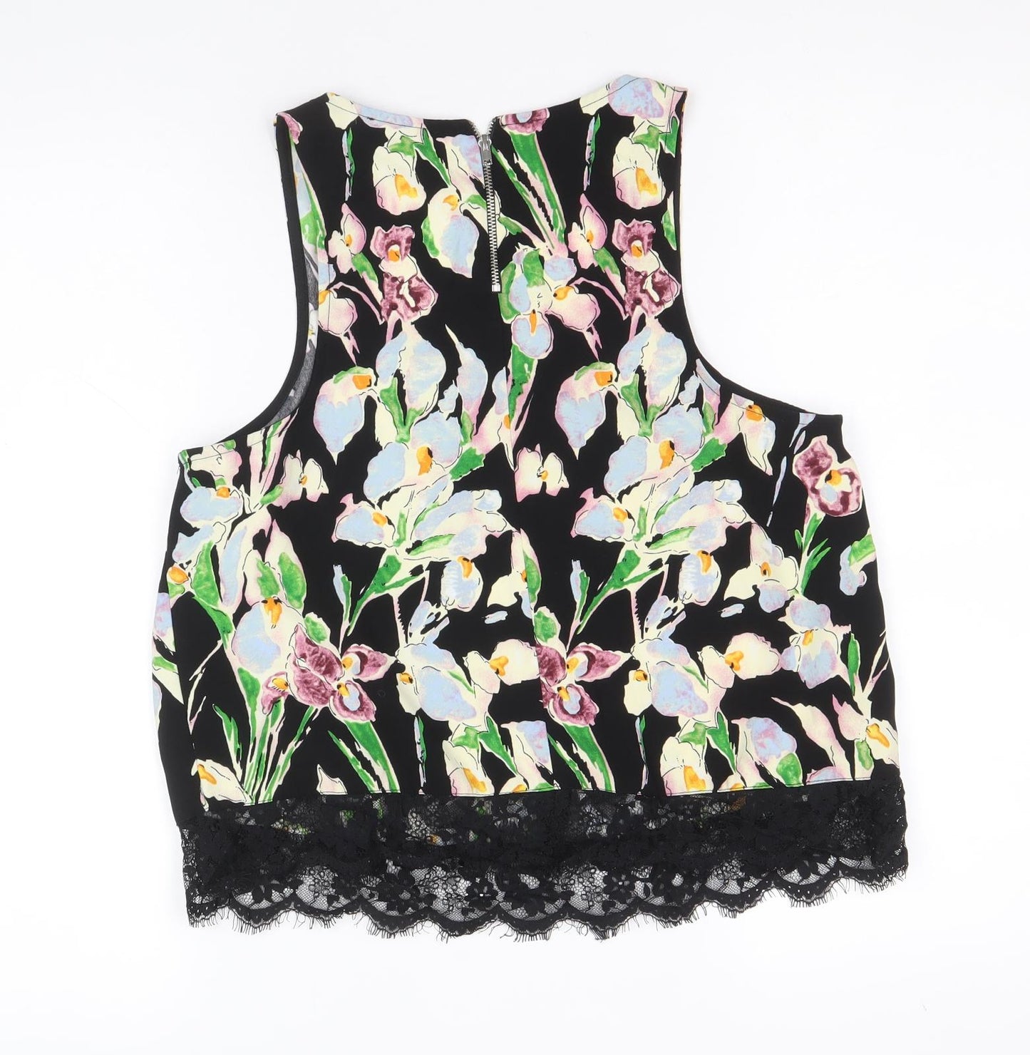 Womens UK Size 10 Topshop Black Basic Tank