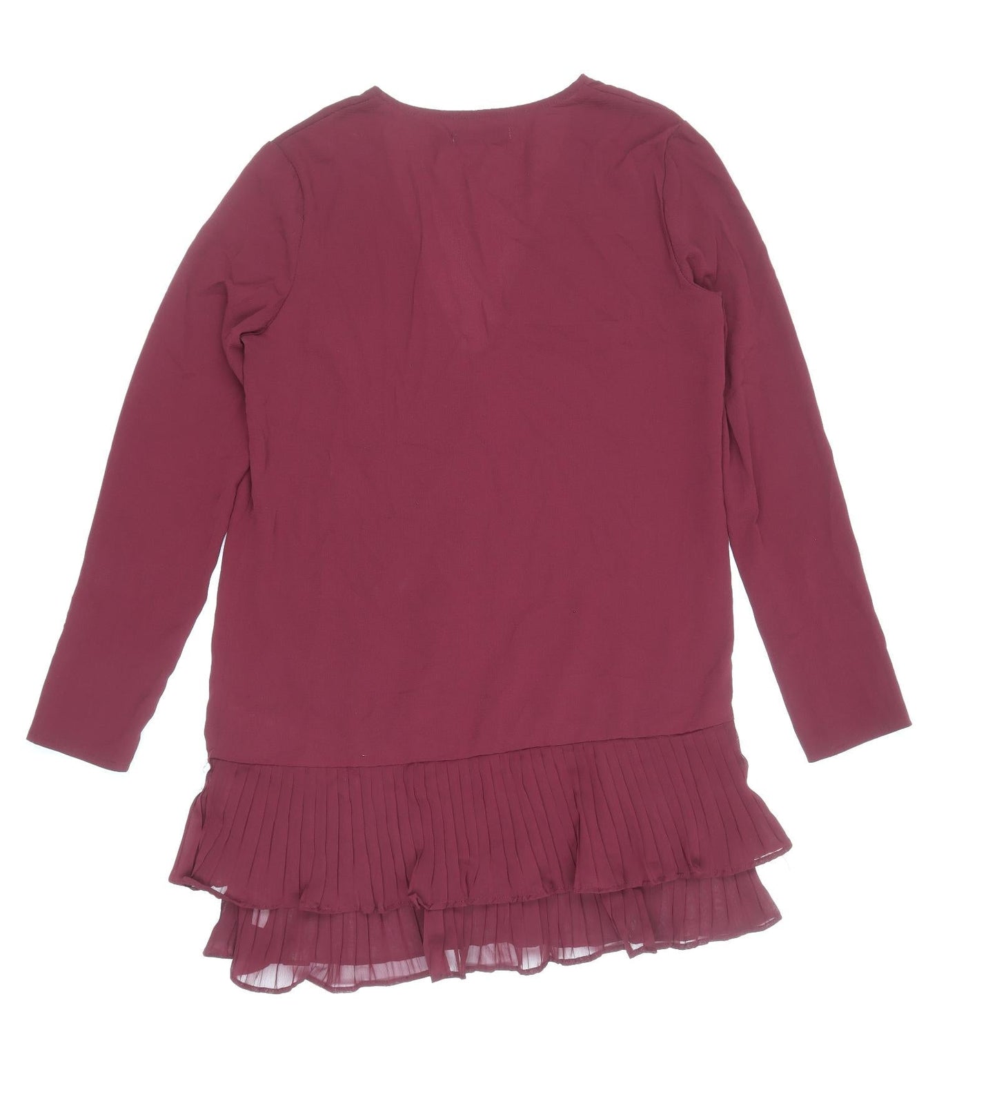 Missguided Womens Purple Polyester A-Line Size 8 V-Neck Button