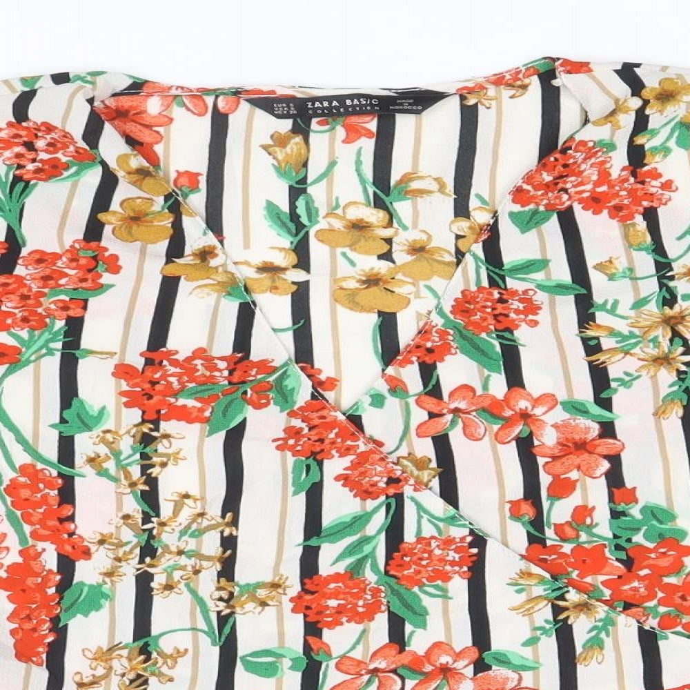 Womens UK Size S Zara Multicoloured Wrap Blouse