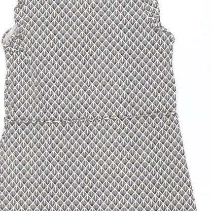 H&M Womens Beige Geometric Polyester Fit & Flare Size S V-Neck Pullover