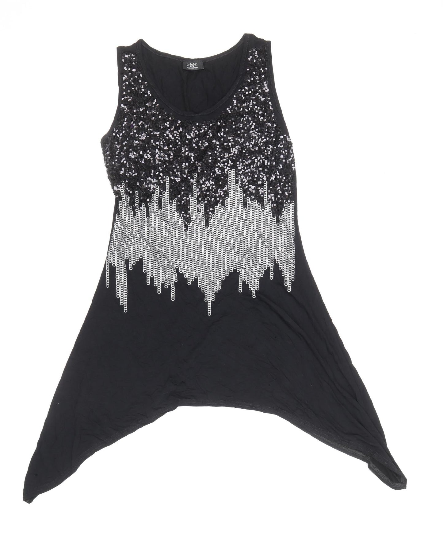 CMD Womens Black Viscose Basic Tank Size S Scoop Neck