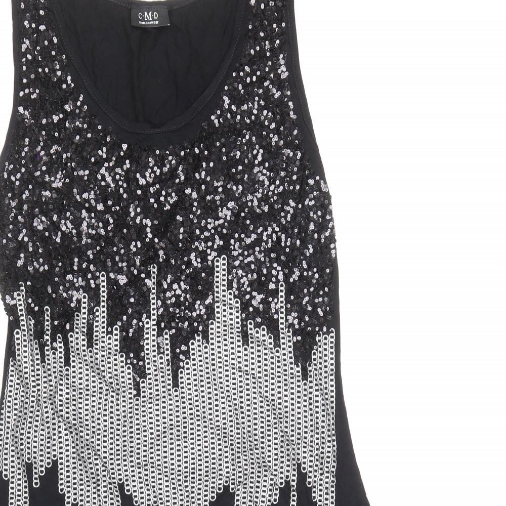 CMD Womens Black Viscose Basic Tank Size S Scoop Neck