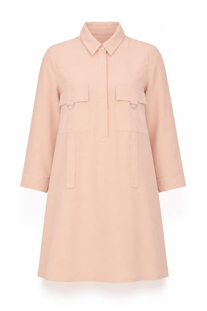 Lola May Womens Beige Polyester Shift Size 8 Collared Button