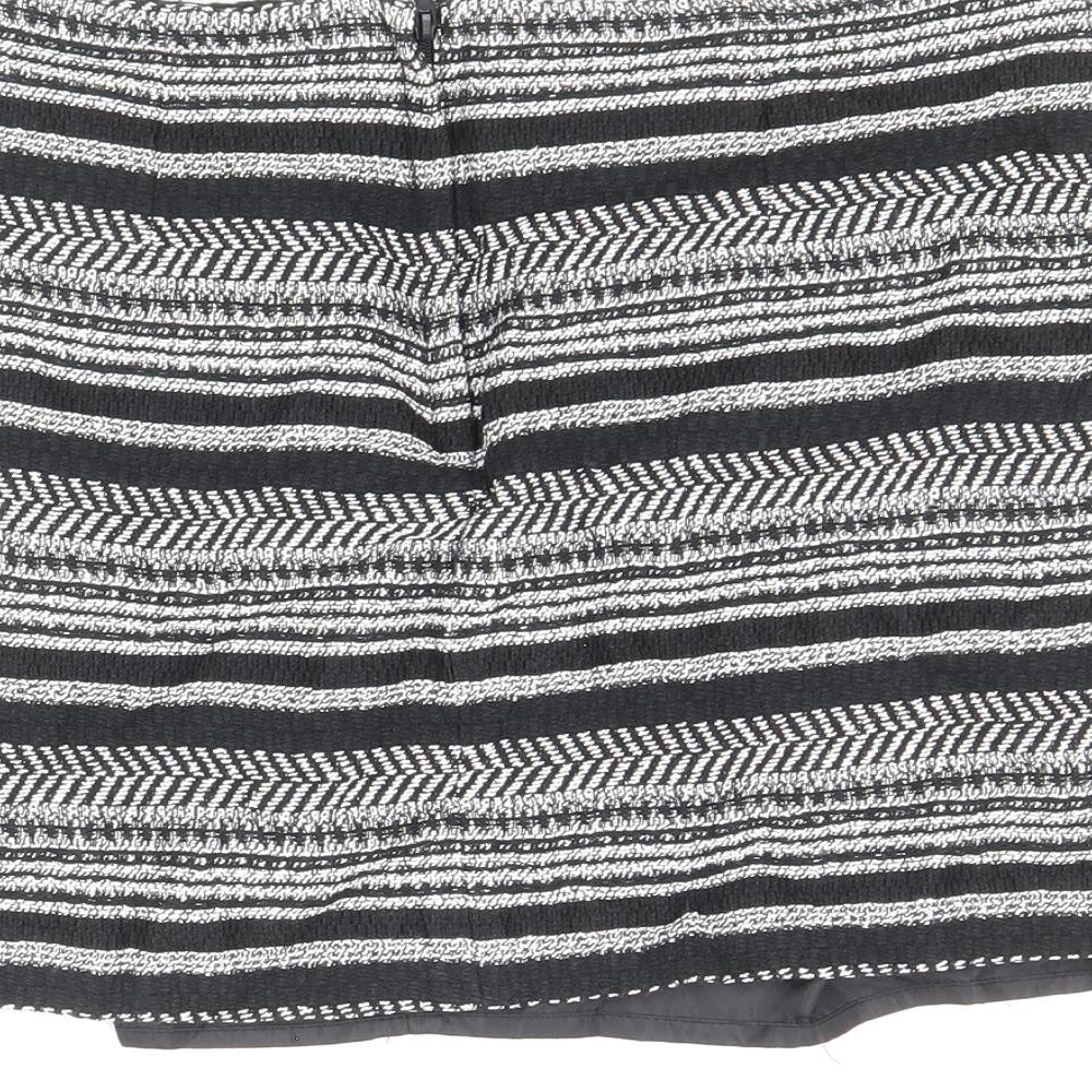 Divided by H&M Womens Black Striped Cotton Mini Skirt Size 10 Zip