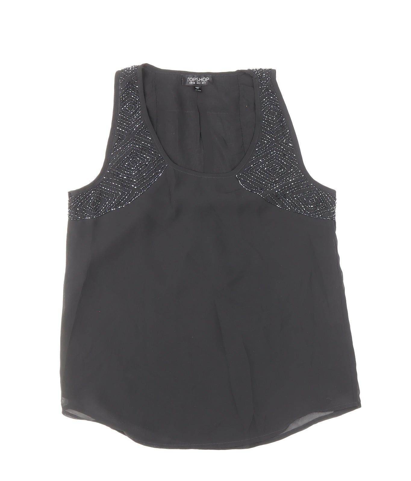 Womens UK Size 8 Topshop Black Basic Tank