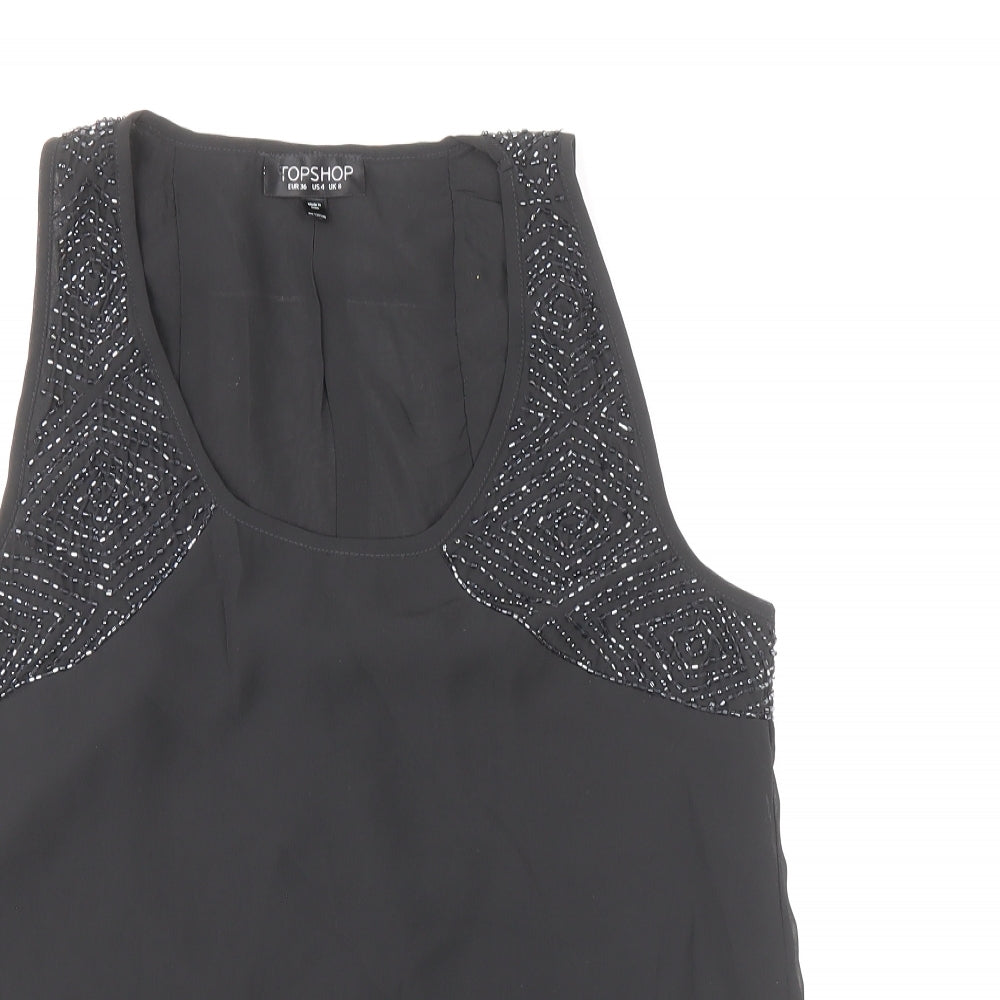 Womens UK Size 8 Topshop Black Basic Tank