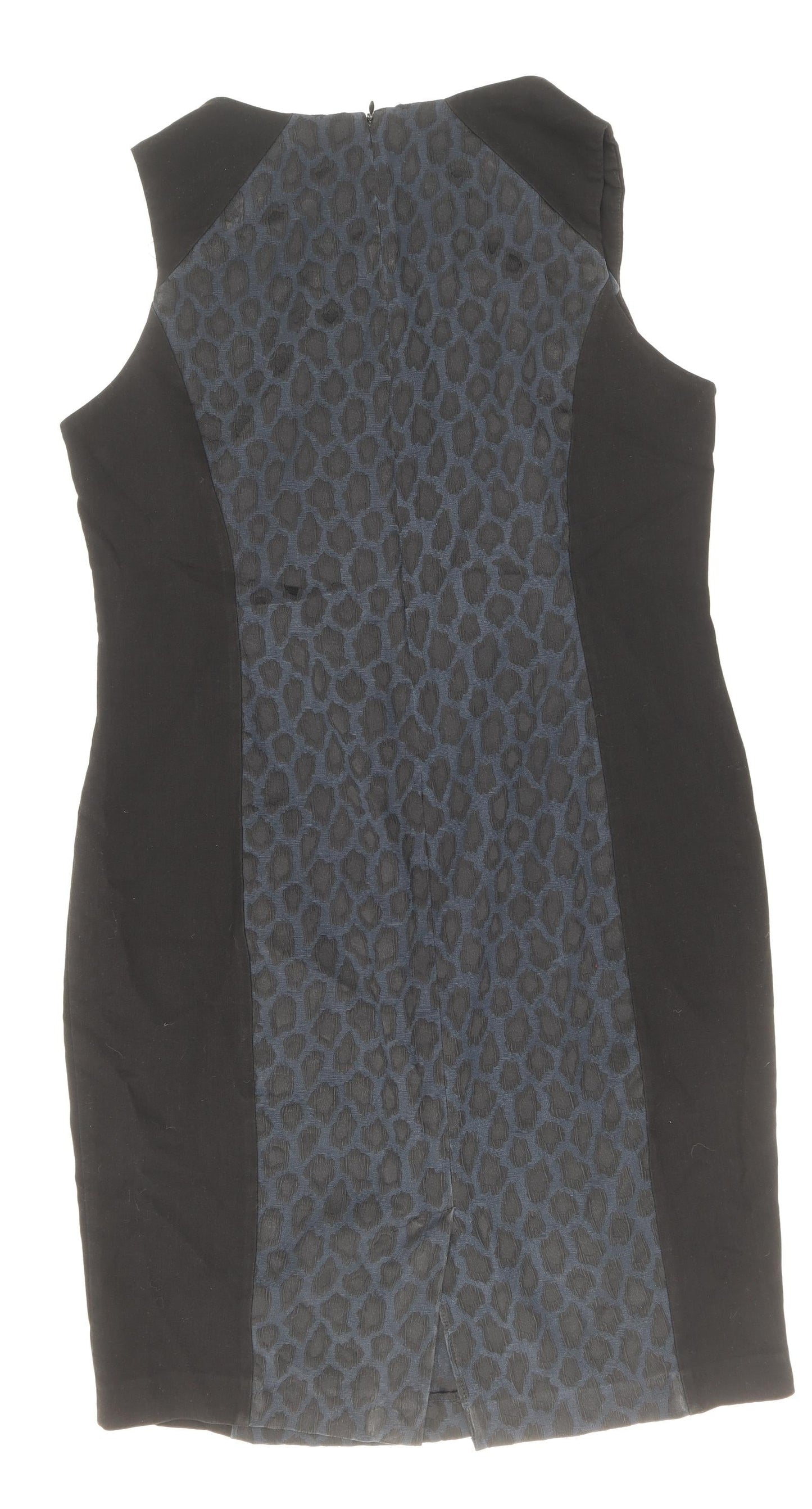 George Womens Black Animal Print Polyester Pencil Dress Size 16 V-Neck Zip - Leopard Pattern