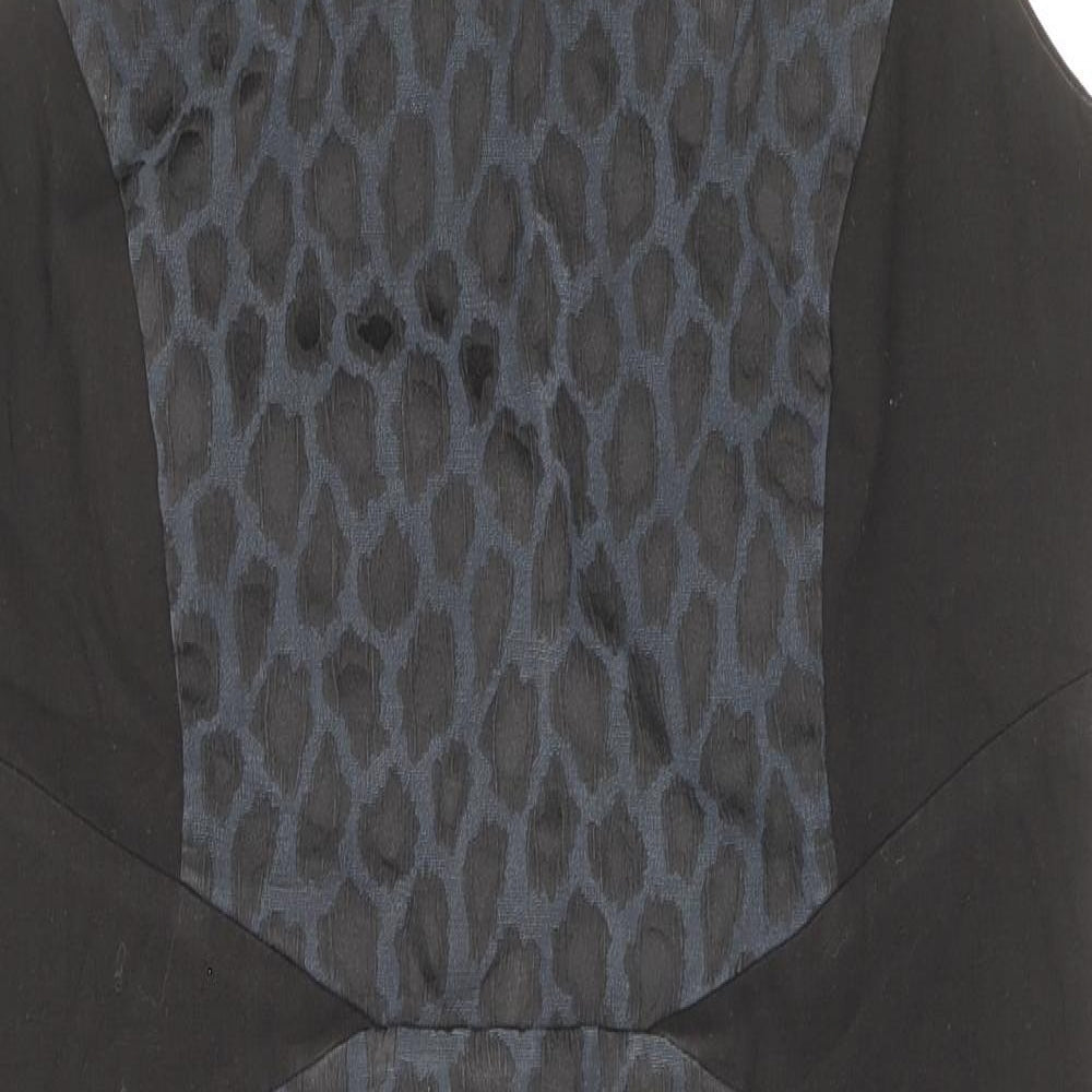 George Womens Black Animal Print Polyester Pencil Dress Size 16 V-Neck Zip - Leopard Pattern