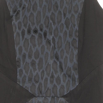 George Womens Black Animal Print Polyester Pencil Dress Size 16 V-Neck Zip - Leopard Pattern