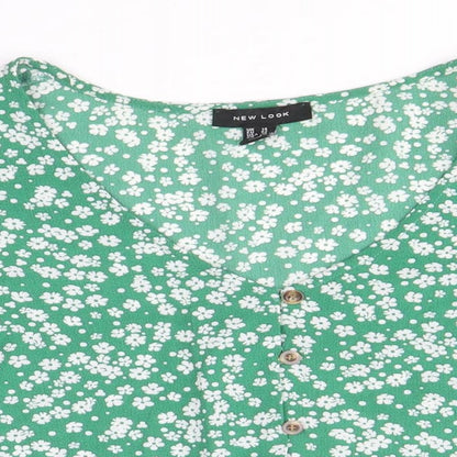 Womens UK Size 14 New Look Green Cropped Blouse