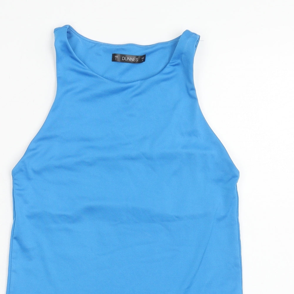 Dunnes Womens Blue Polyester Bodysuit One-Piece Size S Snap