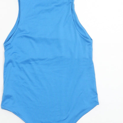 Dunnes Womens Blue Polyester Bodysuit One-Piece Size S Snap