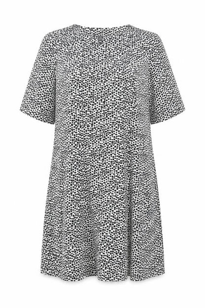 Connected Apparel Womens White Geometric Polyester Fit & Flare Size 12 Boat Neck Pullover