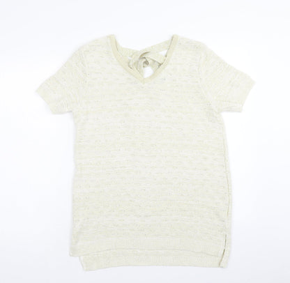 F&F Womens Gold Square Neck Acrylic Pullover Jumper Size 14