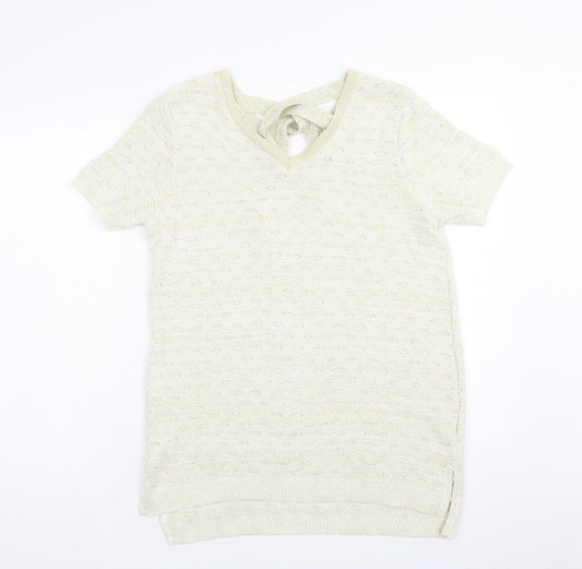 F&F Womens Gold Square Neck Acrylic Pullover Jumper Size 14