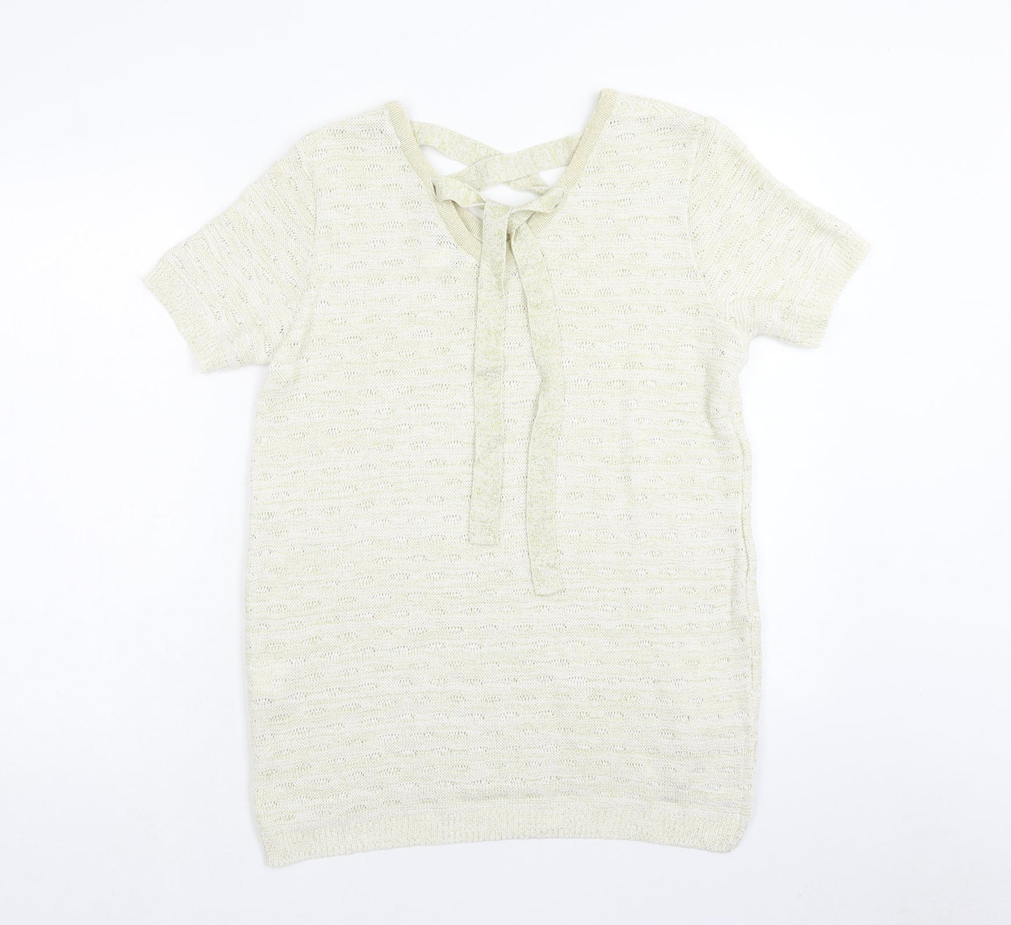 F&F Womens Gold Square Neck Acrylic Pullover Jumper Size 14