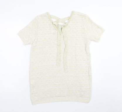 F&F Womens Gold Square Neck Acrylic Pullover Jumper Size 14