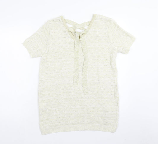 F&F Womens Gold Square Neck Acrylic Pullover Jumper Size 14