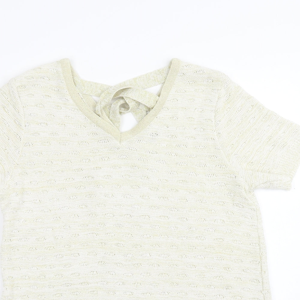 F&F Womens Gold Square Neck Acrylic Pullover Jumper Size 14