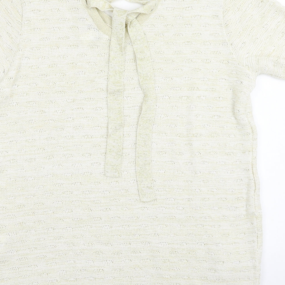 F&F Womens Gold Square Neck Acrylic Pullover Jumper Size 14