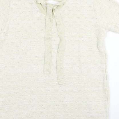 F&F Womens Gold Square Neck Acrylic Pullover Jumper Size 14