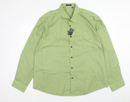 Mens UK Size 2XL Hisdern Green  Button-Up Long Sleeve Casual Shirt