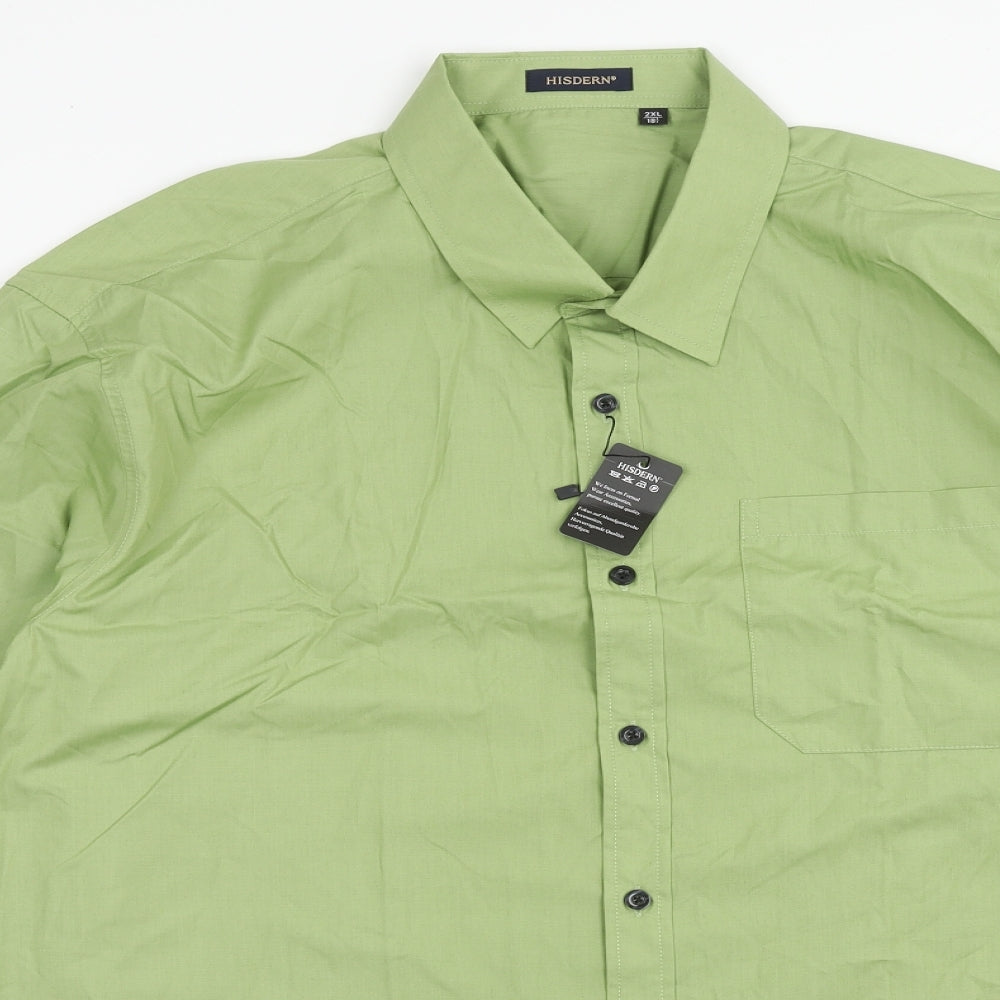 Mens UK Size 2XL Hisdern Green  Button-Up Long Sleeve Casual Shirt