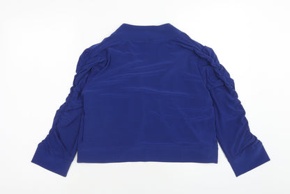 Womens UK Size L Nina Leonard Blue Cropped Blouse