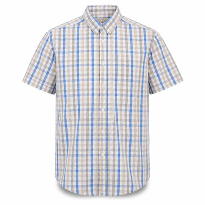 Mens UK Size XL SANDSTONE Multicoloured  Button-Up Short Sleeve Casual Shirt