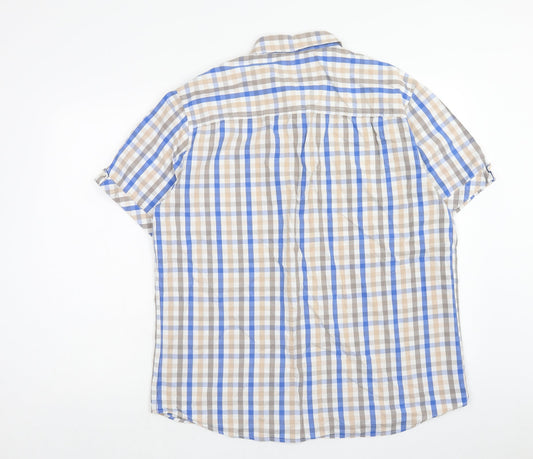 SANDSTONE Mens Multicoloured Check Cotton Button-Up Size XL Collared Button