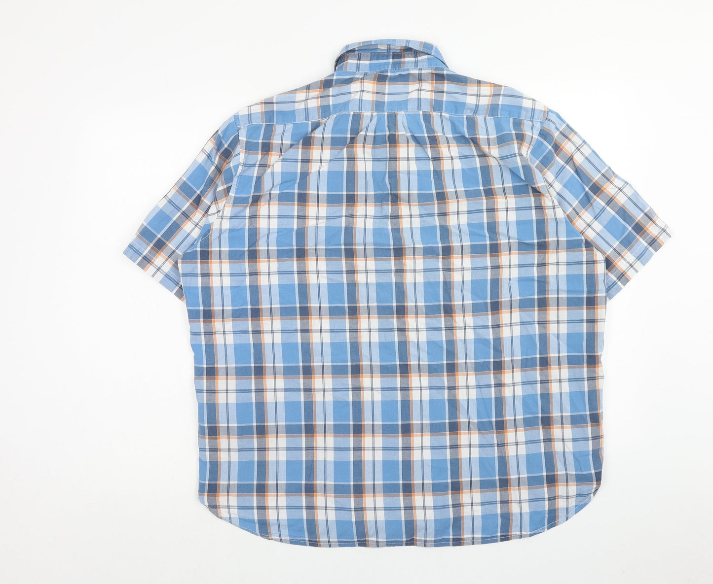 Authentic Mens Blue Plaid Cotton Button-Up Size XL Collared Button