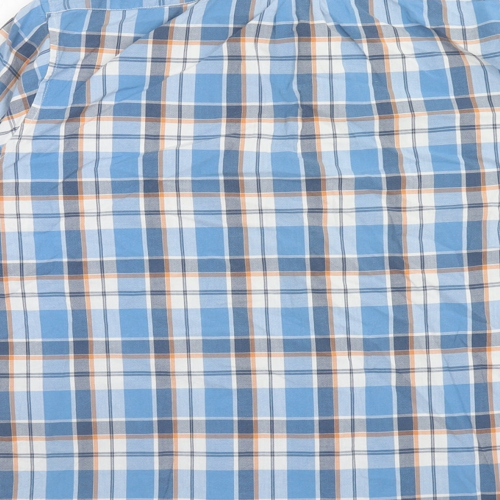 Authentic Mens Blue Plaid Cotton Button-Up Size XL Collared Button