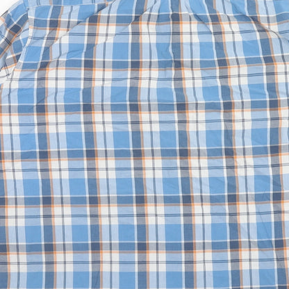 Authentic Mens Blue Plaid Cotton Button-Up Size XL Collared Button