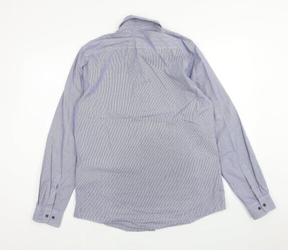 Mens UK Size 16 Luc Brevet Blue  Button-Up Long Sleeve Casual Shirt