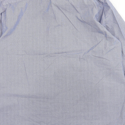 Mens UK Size 16 Luc Brevet Blue  Button-Up Long Sleeve Casual Shirt