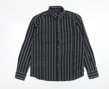 Mens UK Size M ChenOne Blue  Button-Up Long Sleeve Casual Shirt