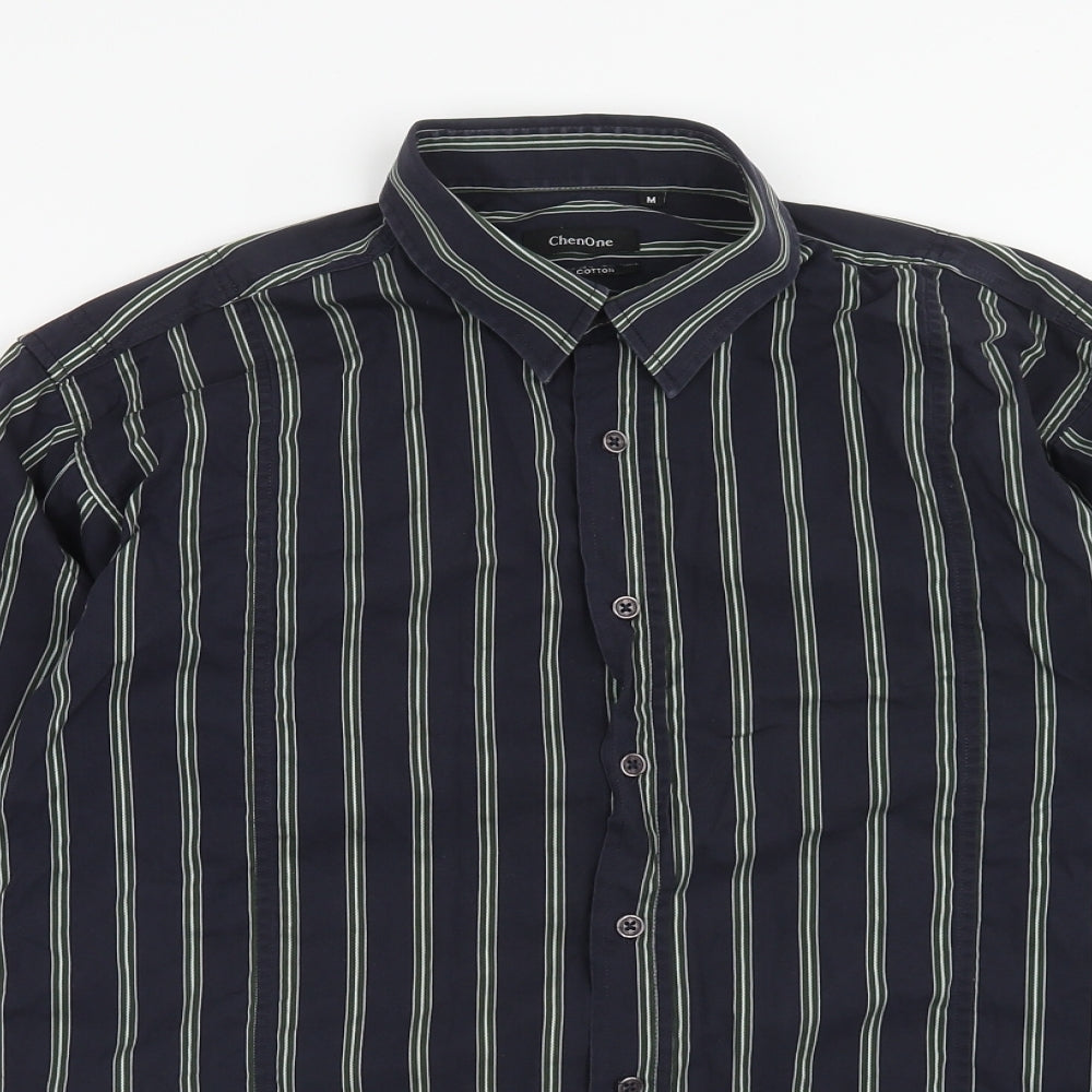 Mens UK Size M ChenOne Blue  Button-Up Long Sleeve Casual Shirt