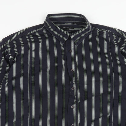 Mens UK Size M ChenOne Blue  Button-Up Long Sleeve Casual Shirt