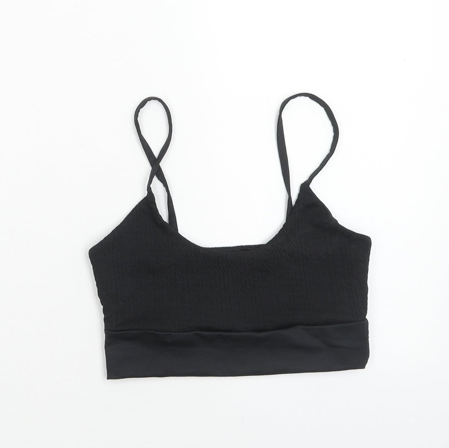 Womens UK Size 10 PRETTYLITTLETHING Black Cropped Tank